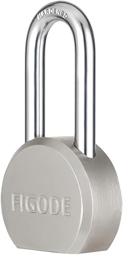 Miniatura 4 de FIGODE Candados de acero sólido de alta seguridad con llave similar, cromados, con grillete de acero endurecido de 2.2 pulgadas de largo, paquete de