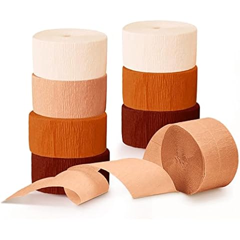 NICROHOME Weddings Party Decorations, 8 Rolls Rust Orange Brown Crepe Paper Streamers for Rustic Wedding, Retro Party, Thanksgiving Decorations,82Ft Long Cover