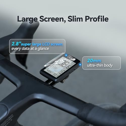 Cycplus Bike Computer Gps Wireless, Ant+ Cycling Computer Gps With Bluetooth, 2.8" Lcd Screen,100+ Hours Battery Endurance Bike Speedometer With Auto Backlight IP67 Waterproof - 2