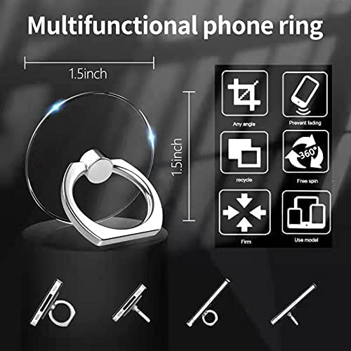 Image of KolorFish Transparent Phone Ring Stand Holder Mobile Phone Ring Holder Finger Grip 360 Degree Rotation (Transparent Round) Pack of 4