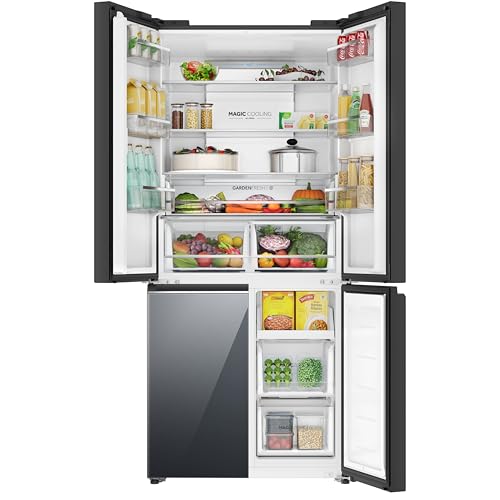 Image of Haier 520 L, Lumiere Series Wi-Fi enabled 4-Door Side by Side frost free Refrigerator with 85% Convertible Fridge & Inverter Technology, Colourful Display Panel (HRB-600MGU1-, Glass Mirror)