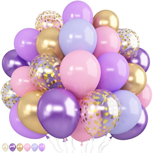 Image of Pink and Purple Balloons 50 Pcs 12 Inch