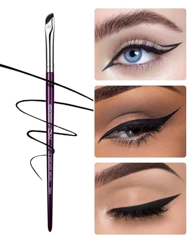 EIGSHOW Eyeliner Pinsel, Sichelförmiger Abgewinkelter Eyeliner Pinsel, Gelieren Lidstrich Make Up Pinsels für Präziser Liner Augenbrauen Lid Ultradünn mit Gebogener Borste (E865 Lila)