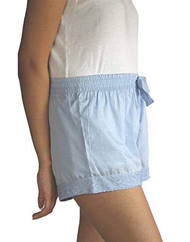Image of B STORIES Women's Cotton Blue Lace Designed Lounge Shorts (Pack of 1) (LSHOR-003-19068-S, Small, Blue)