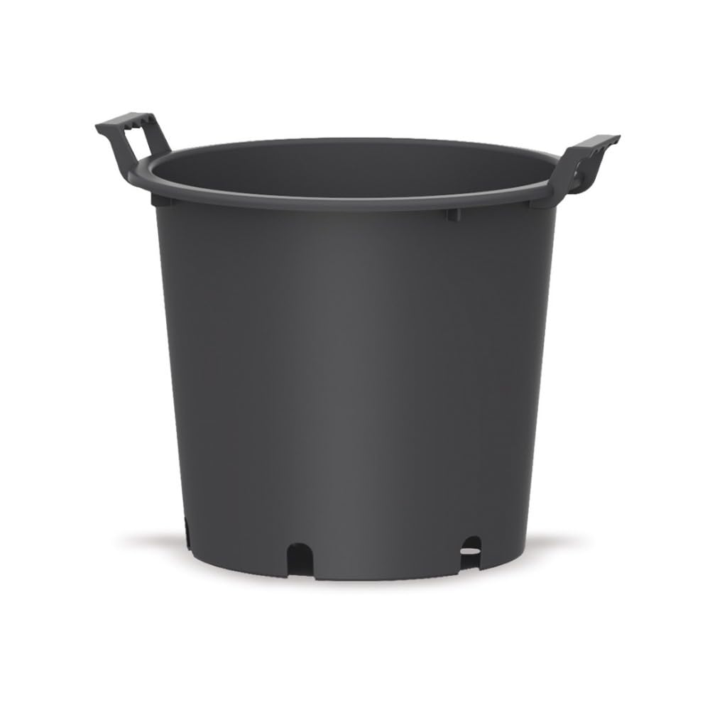 Maceta Exterior Grande para Frutales, con Asas - Ø45x33 cm -Cultivo de Citricos, Huerto Urbano, Arbustos y Plantas - Jardinera de vivero con Drenaje Profesional - Plastico PE - Negro Mate