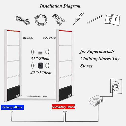 Aoeeki Security Tags Antenna Tower, Rf 8.2Khz Sound Light Alarm Retail Anti-Theft Equipment With 100Pcs Clothing Security Tags +1 Pcs Magnetic Tags Tool For Supermarkets Clothing Stores Toy Stores thumb #3