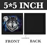 Wolf And Full Moon Wooden Box Sign Decor Desk Sign, Western Life, Western Wolf, Wolves, Wolf In The Dark Night, Full Moon Wolf Decor Desk Decoration Signs for Home Office Kids Room Bathroom Shelf