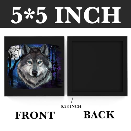Wolf And Full Moon Wooden Box Sign Decor Desk Sign, Western Life, Western Wolf, Wolves, Wolf In The Dark Night, Full Moon Wolf Decor Desk Decoration Signs for Home Office Kids Room Bathroom Shelf