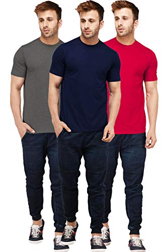 Image of Solid Men Half Sleeve Round Neck T-Shirt (Pack of 3)
