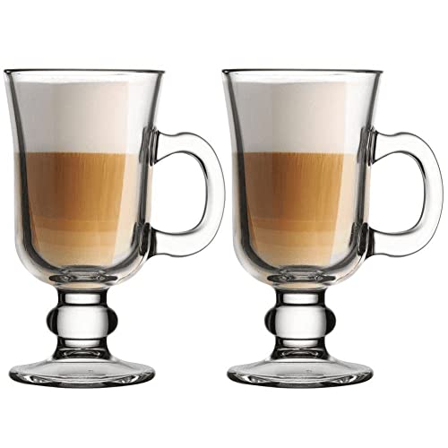 Image of 250 ML Glass Coffee Mug Set, with Convenient Handle, Tea Glasses for Hot /Cold Beverages, Thermal Shock Resistant, Tempered Glass, Mugs for Cappuccino (Cappuccino Coffee Mug 250 ml, 2)