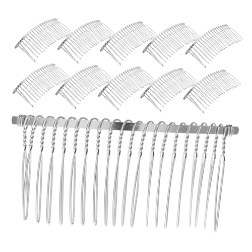 KAILIKETIY 20個本 ダル ヘアコーム 歯 メタルワイヤーツ カーブ 銀色 結婚式用