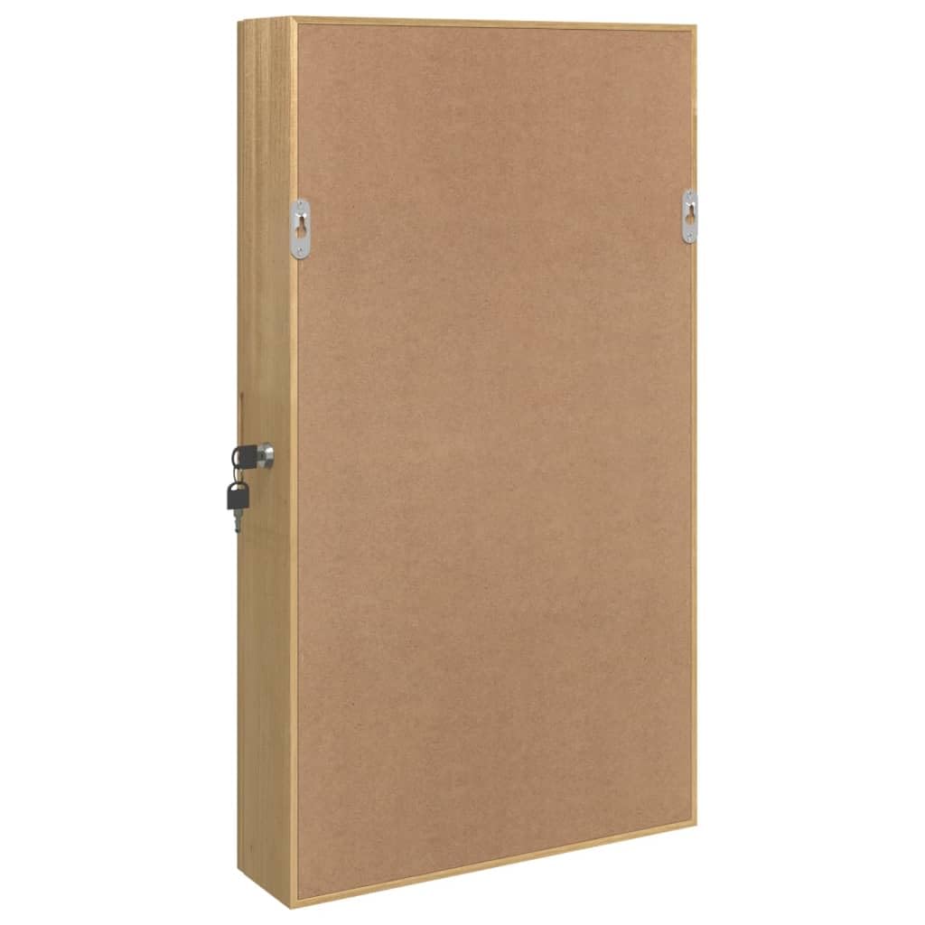 Szafka na biżuterię z lustrem montaż ścienny 37,5 x 10 x 67 cm, zamykana szafka z lustrem z 2 szufladami, hakami i półkami z materiału drewnopochodnego, w zestawie 2 klucze