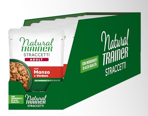 Natural Trainer Straccetti - Comida húmeda para Gatos Adultos – Bocaditos en Salsa con Carne 22 x 85 g