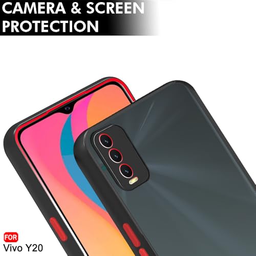 Image of TheGiftKart Translucent Hybrid Back Case Cover for Vivo Y20 / Y20a / Y20g / Y20i / Y20t / Y12g / Y12s | Smoked Matte Back | 360 Degree Protection | Protective Hard Back Cover (PC & TPU, Black Bumper)