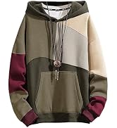 Covisoty Men's Contrast Color Hoodie – Patchwork Pullover With Kangaroo Pocket – Casual Techwear Style - View #3