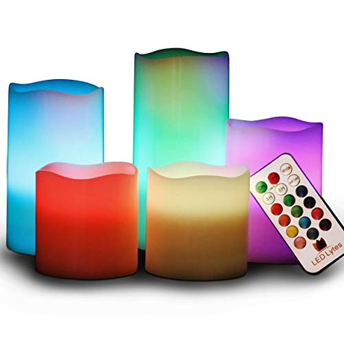LED Lytes Flameless Candles, Set of 3 Ivory Wax, Flickering LED Candles with auto-Off Remote Control (Square Ivory Wax)