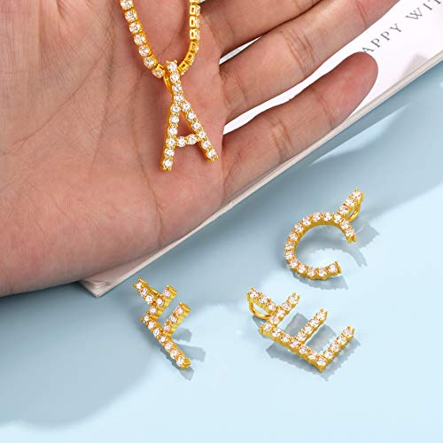 Suplight Letter B Pendant, 18K Gold Plated Tennis Chain With Letter Pendant, Bling Hip Hop Jewelry, Cubic Zirconia Cz Initial Necklace For Women Girls #TOP5