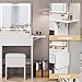 Haewon Makeup Vanity Desk with Mirror and Lights, White Vanity Table with Charging Station and 3 Lighting Modes, Dressing Table Set with Storage Chair Cabinet Drawers and Shelves for Bedroom