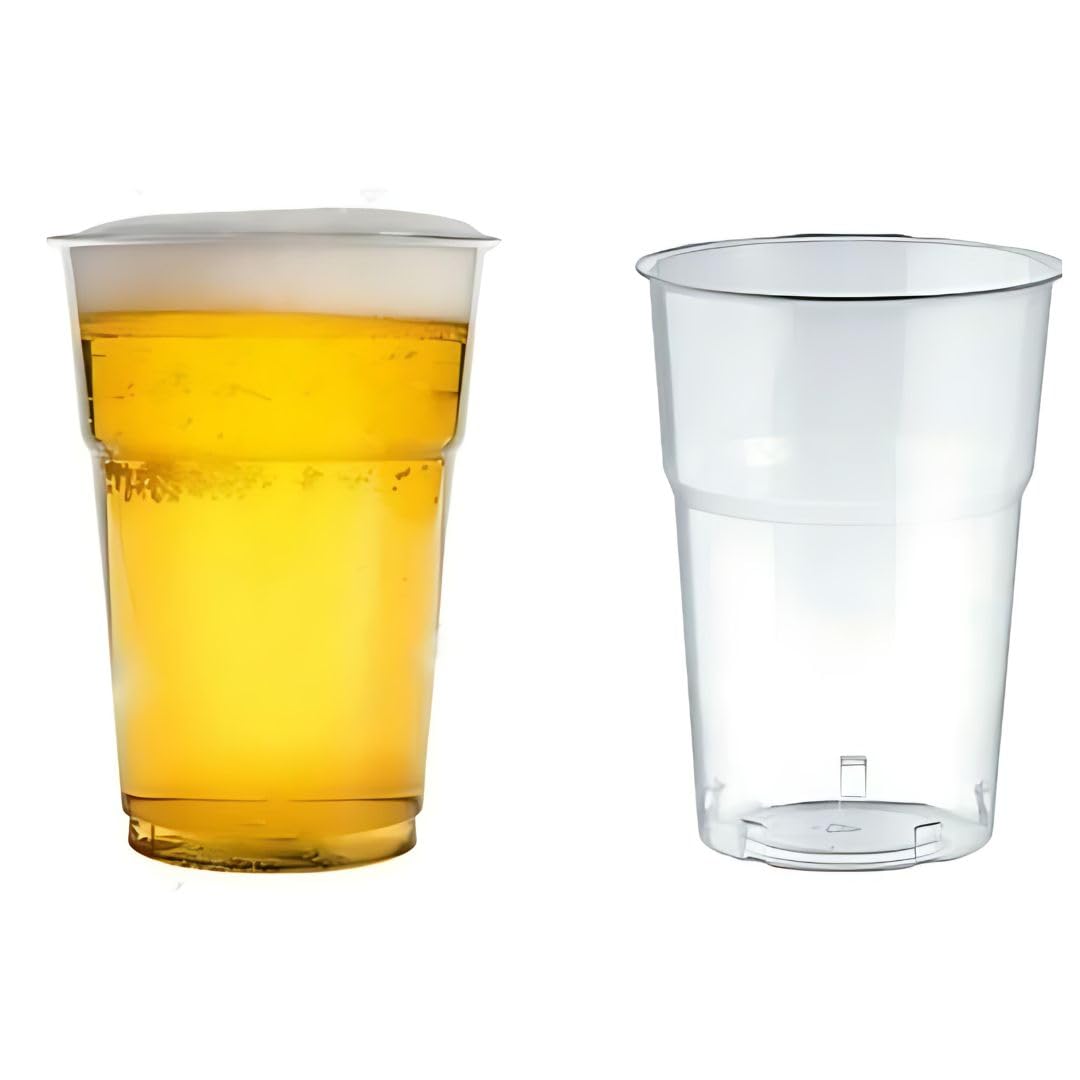 500 Bicchieri in Plastica Kristal da 400 ml - Set di 500, Resistenti e Riutilizzabili, Trasparenti e Eleganti, Ideali per Birra, Feste, Eventi e Uso Quotidiano
