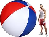6 Ft Giant Inflatable Beach Balls 72 Inch Red White and Blue Patriotic Beach Balls Blow up Independence Day 4th of July Party Favors for Hawaiian, Summer, Swimming Pool