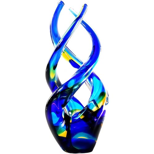 Mysphex Hand Blown Cobalt Blue Ocean Theme Glass Sculpture Home Decor