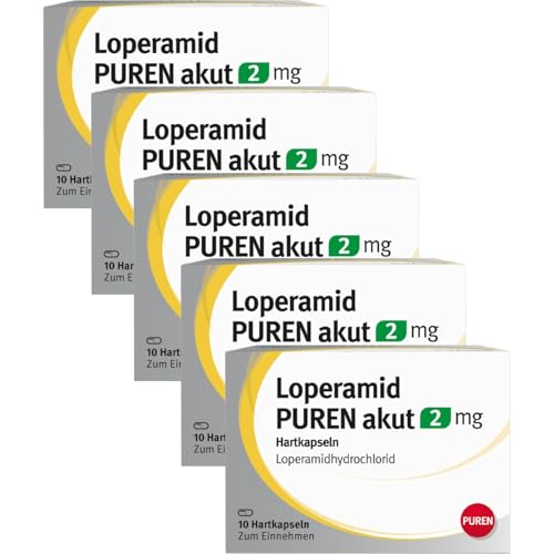 Loperamid PUREN akut 5x 10 Hartkapseln - Zur symptomatischen Behandlung von akuter Diarrhö bei Erwachsenen und Jugendlichen ab 12 Jahren