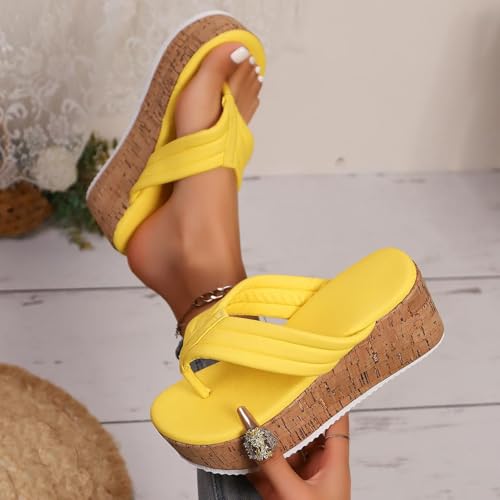 Chaussons compensés à plateforme avec pince en cuir véritable