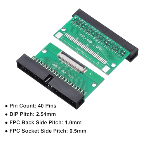 sourcing map FFC-FPC-Steckerplatine, 40-polig, 0,5-mm-Buchse auf 2,54 mm, zweireihig, rechter Winkel, DC3-Stecker, PCB-Konverterplatine für LCD-Fernseher/Digitalkameras/Laptops, 4 Stück – Bild 4