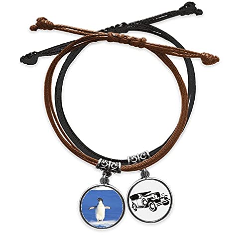 Bracelet corde pingouin chou blanc en cuir, le cadeau idéal science