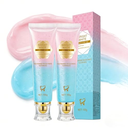 2PCS Niacinamid Whitening Zahnpasta-Aufhellende Zahnpasta für weiße Zähne-Zahncreme für intensive Aufhellung und Frischer Atem Entfernt Verfärbungen Schont den Zahnschmelz Gesundes Zahnfleisch