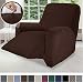 Gorilla Grip Original Fitted Velvet 1 Piece Small Recliner Protector for Seat Width to 28 Inch, Stretchy Furniture Slipcover, Fastener Straps, Spandex Reclining Chair Cover Throw for Pets, Chocolate
