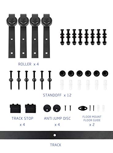Image of S&Z TOPHAND 5 FT (5-17FT) Double Gate Classic Sliding Barn Door Hardware Kit Whole Set, 12'' Door Handles,Easy to Install, Perfect for Kitchen,Living Room, Bathroom