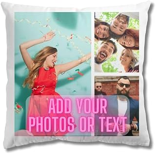 Personalised Photo Pillow Cushion Cover Sofa Home Décor Custom Gift Birthday Wedding Keepsake Anniversary Christmas 16x16 in Single-sided print