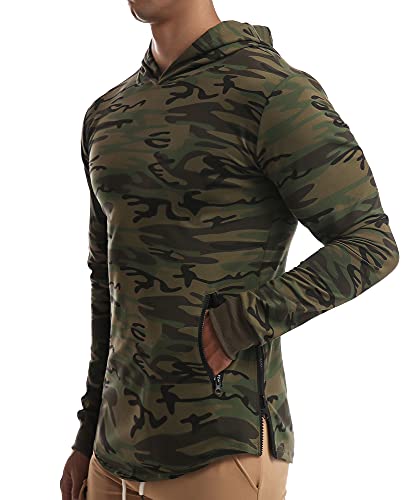 EVERWORTH Men's Gym Workout Long Sleeve Hoodies Training Pullover Casual Hooded Sweatshirt