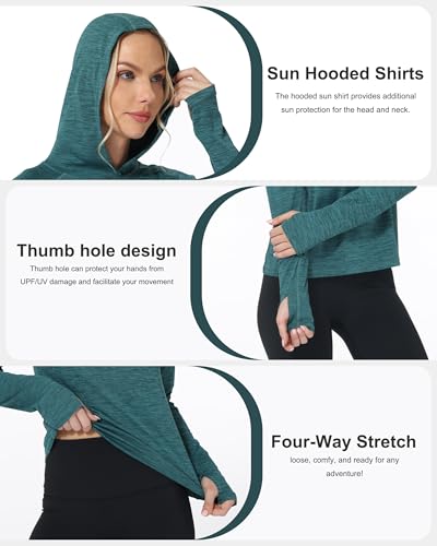 Roadbox Women's Sun Protection Hoodie UPF 50+ Long Sleeve Hiking Fishing Hooded Shirt, UV Rash Guard for Women3