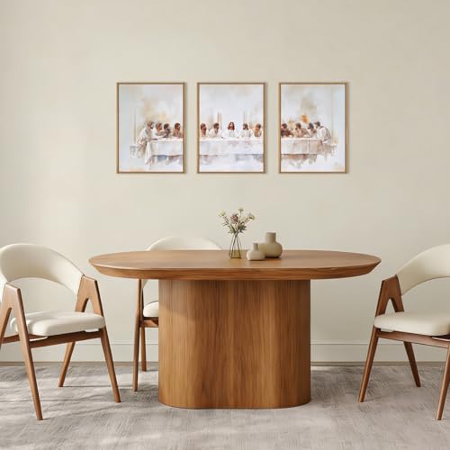 Image of KAIRNE Jesus Last Supper Framed Canvas Wall Art Set, Christian Twelve Apostle Wall Decor, Bible Renaissance wall Painting, Religious Picture Art Print for Living Room, Bedroom, Church-12 x16 x3