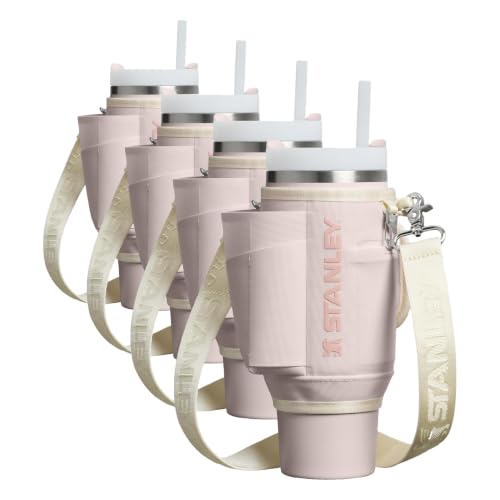 Image of STANLEY All Day Quencher Carry All for Tumbler with Handle,Crossbody Bag with Phone Holder Pocket,Card Sleeve & Detachable Strap,Water Bottle Carrier Bag, BPA-Free Rose Quartz,30 Ounces (Pack of 4)