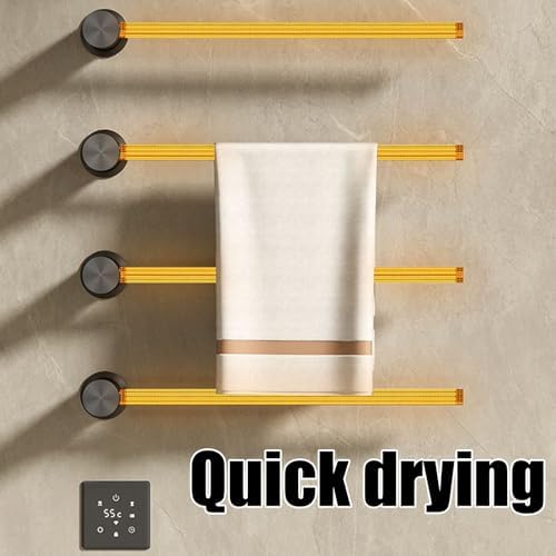Wall Mounted Heated Towel Rack for Drying Towels and Garments,Bathroom Accessories Towel Rack,Towel Warmers with Temperature Controls,White,3 rods (Black 5 rods)