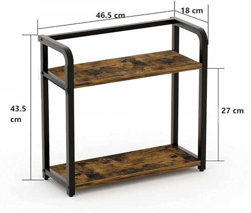 Image of Abja Novelties Kitchen Countertop Organizer, Shelf Rack For Kitchen Storage, Wooden Shelf, 2 Tier Spice, Oil Stand, Tabletop Rack For Makeup, Office (Rustic Brown, 2 Tier)