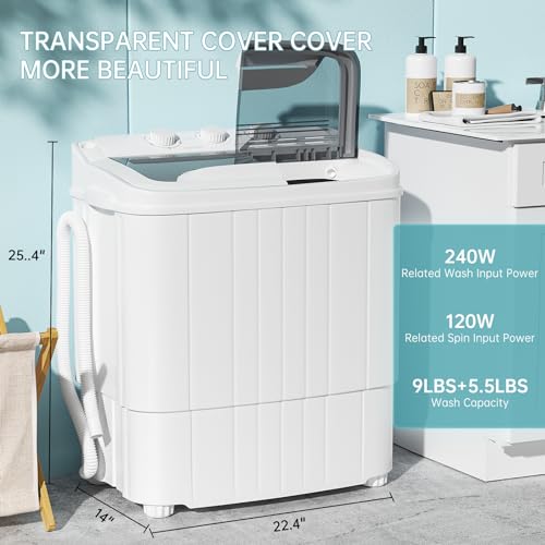 Intergreat Portable Washing Machine With Longer Hose, Twin Tub Washer Mini Compact Laundry Machine With Drain Pump thumb #8