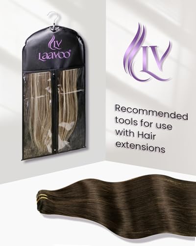 Image of LaaVoo Human Hair Clip In Extensions, 5pcs 80g, For Special Occasion | Hair Extensions Clip Ins, Creates Fuller Silhouette, Suited For Event Styling With Warm Chocolate Brown 14inch