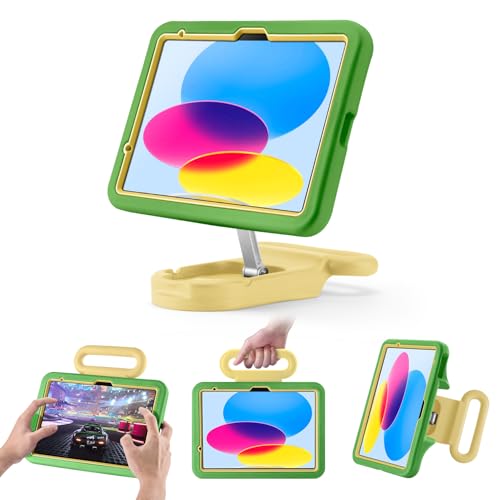 Kids Case for iPad (A16) 11th/10th Gen 10.9'' 2025/2022,Adjustable Portrait/Landscape Stand/Drop Proof with Handle,Child Friendly Case for iPad Air 11 (M3/M2) 2025/2024(Green)