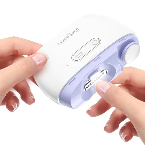 Electric 2-in-1 Nail Clipper & Polisher, 2-Speed Safe Fingernail Trimmer for All Ages, Rechargeable Automatic Nail Clipper with Light, Manicure Set for Baby Kids Seniors & Weak Hands