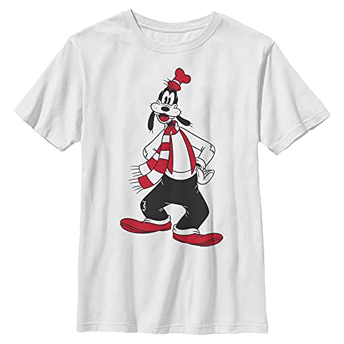 T-shirt Disney Goofy anti-irritation col rond blanc en coton pour garçon XL