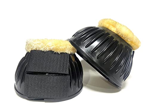 Equipride OVERREACH BOOTS BELL BOOTS MADE RUBBER WITH FAUX FUR LINED XXL-XS (L, Black) — image 1
