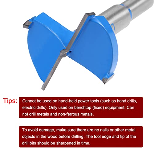 Uxcell Forstner Drill Bits 40Mm, Tungsten Carbide Wood Hole Saw Auger Opener, Woodworking Hinge Hole Drilling Boring Bit Cutter (Blue, Gray) #TOP1