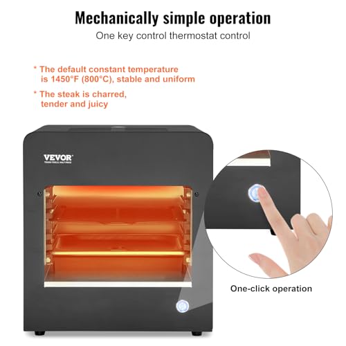 Image of VEVOR Infrared Grill, 1800W Smokeless Infrared Electric Steak Broiler, 1450F Stainless Steel Steak Cooker with 6-Tier Adjustable Rack, Electric Steak Grill for BBQ, Toast, Grill, Indoor