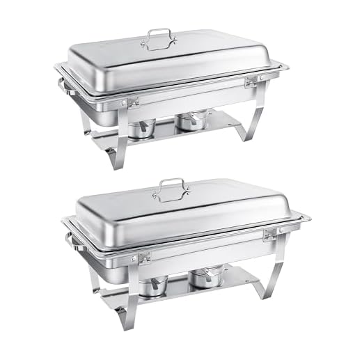 WENMILY Chafing Dish Buffet Set 9L [Robusto, 2 recipientes Calientes de Acero Inoxidable [diseño de Borde Enrollable], Calentador de Alimentos para Catering Buffet y Fiestas