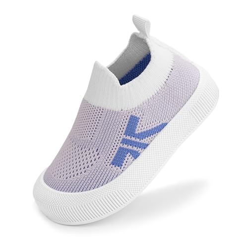 Toddler Summer First Walking Shoes Breathable Non-Slip Soft Sole Wide Toddler Shoes Tennis Sneakers Knitted Mesh Elastic Sock Shoes for Baby Boy Girl Outdoor Indoor Walker Shoes