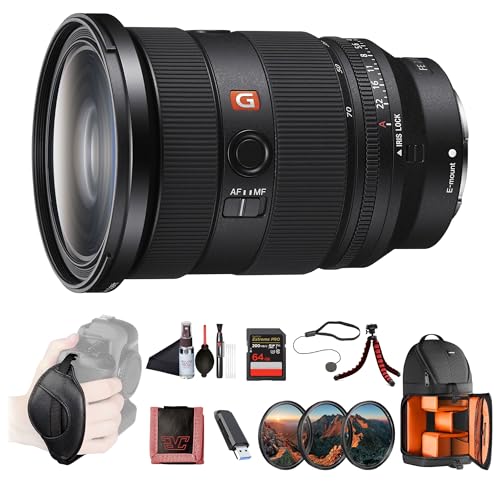 Sony FE 2470mm F2.8 GM Standard Zoom Lens (SEL2470GM) Full-Frame E-Mount | G Master Optics | Bright Constant F2.8 Aperture | Filter Kit Backpack 64GB Card Flex Tripod Cap Keeper and More
